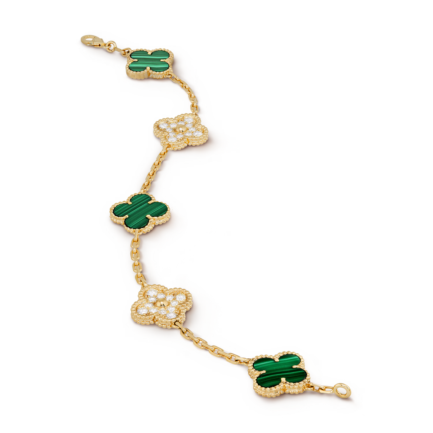 Malachite & Diamanté Clover Motif Bracelet