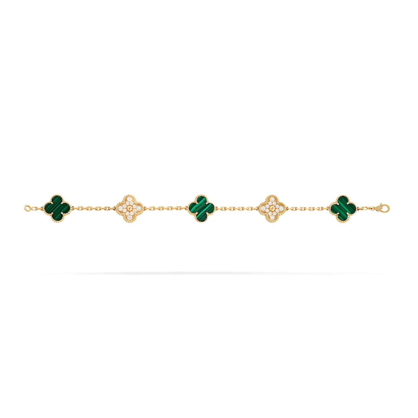 Malachite & Diamanté Clover Motif Bracelet