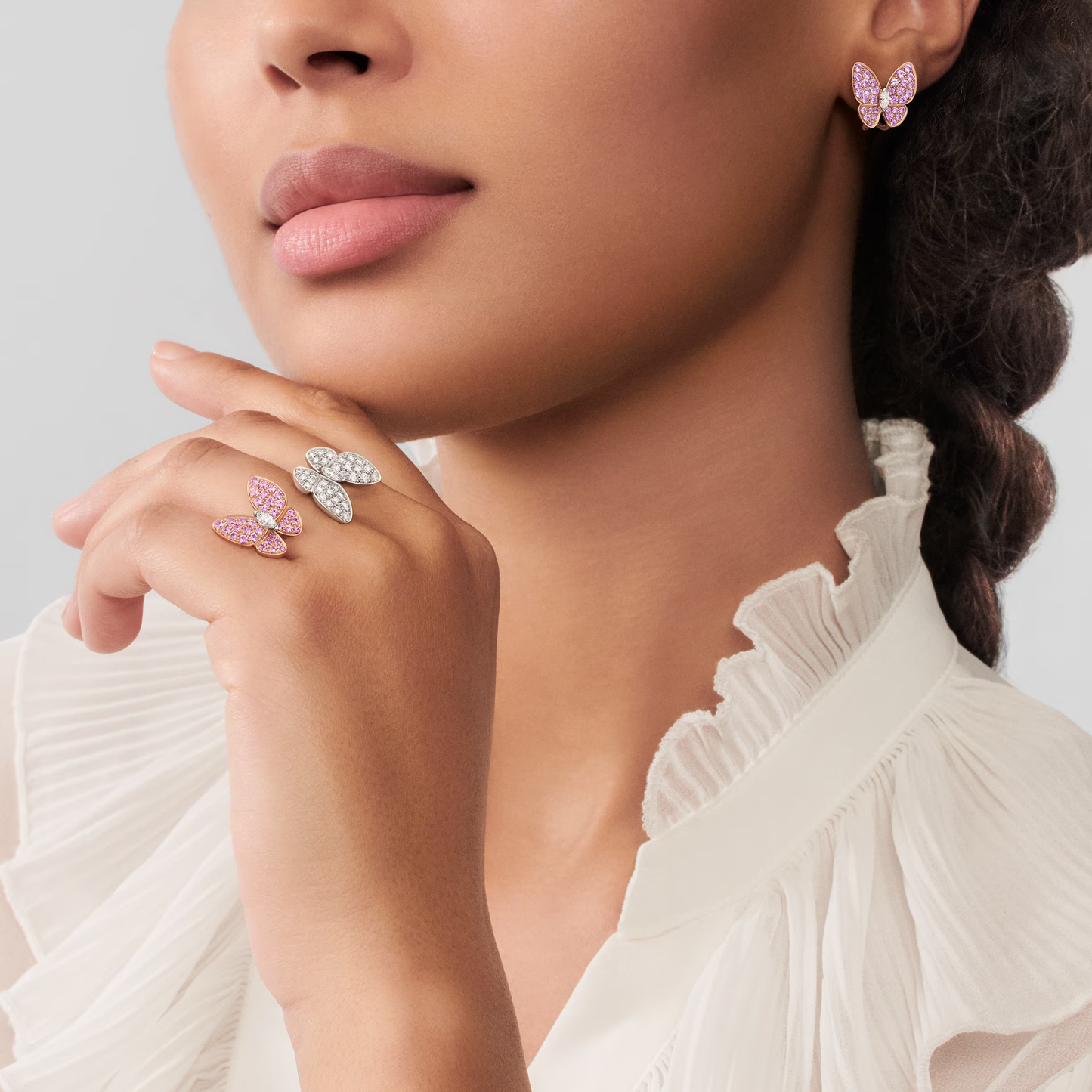 Rosé Bloom Twin Butterfly Ring