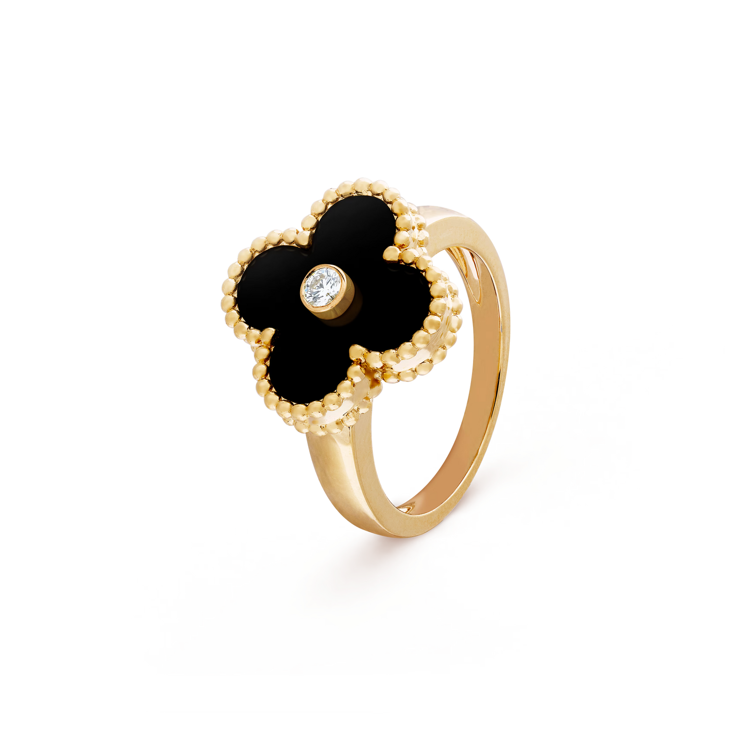 Onyx Lucky Clover Ring