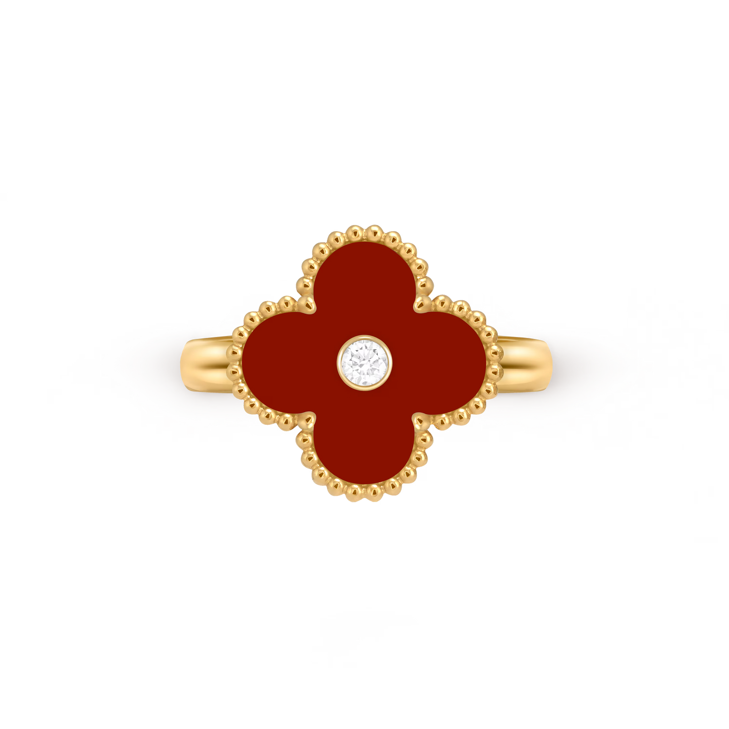 Carnelian Lucky Clover Ring