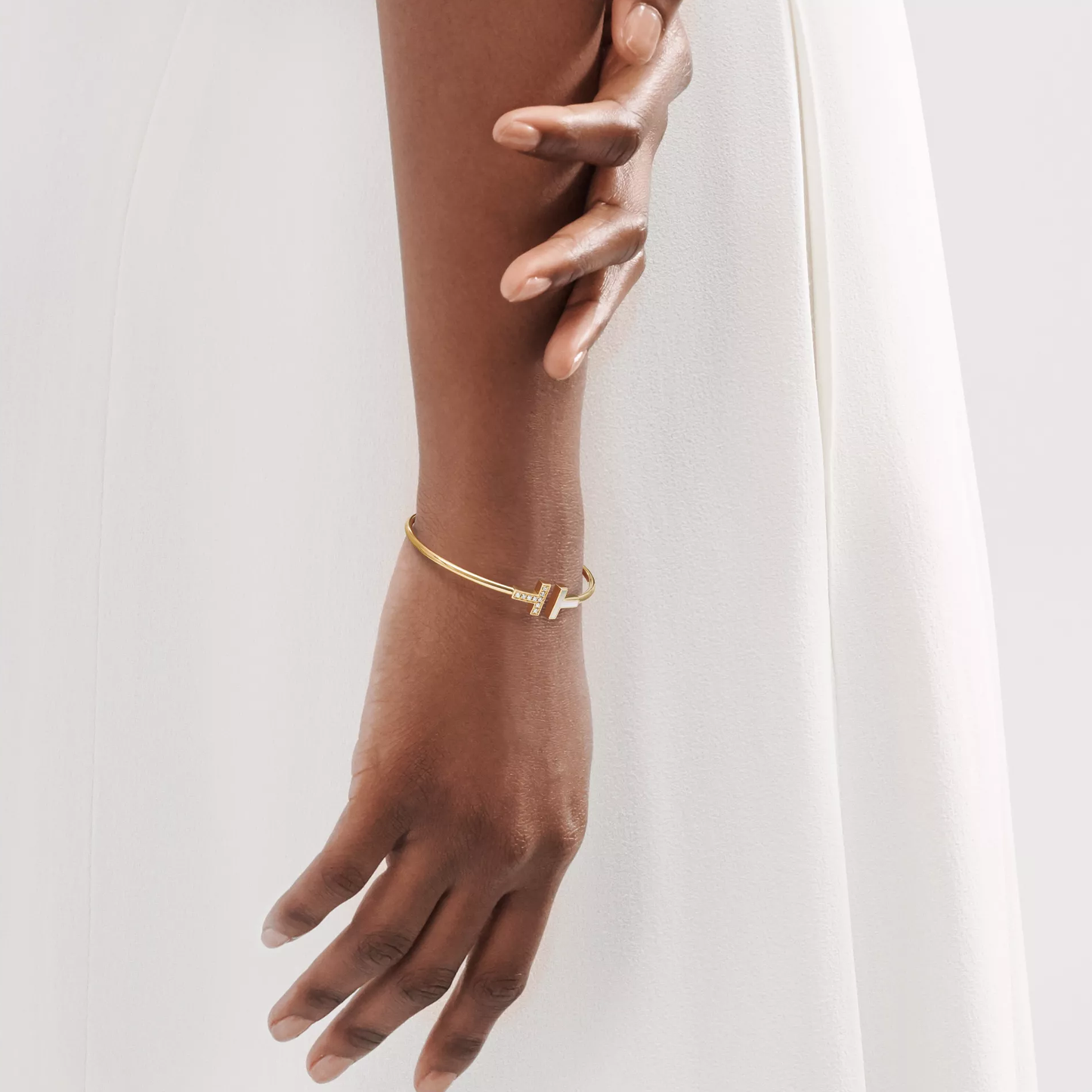 Mother-of-pearl & Diamanté Timeless T Bracelet