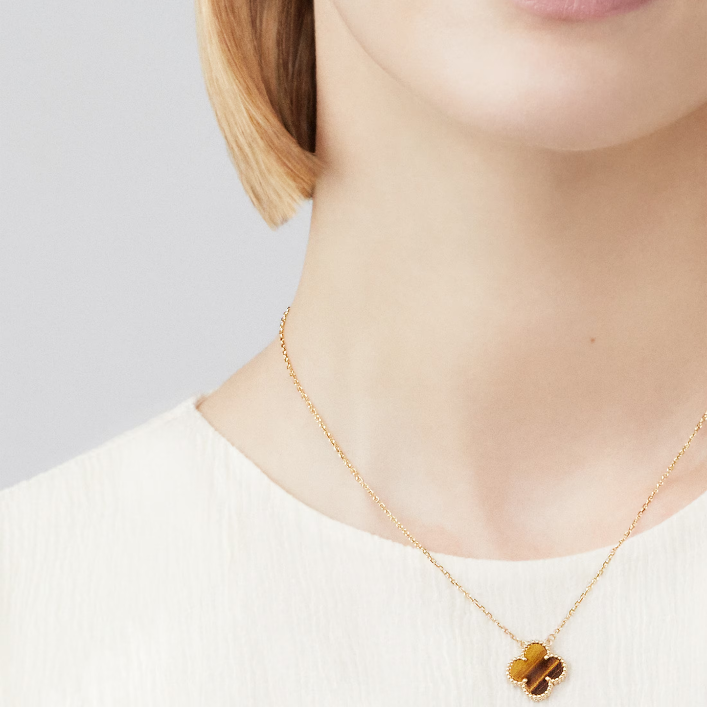 Tiger Eye Clover Motif Pendant