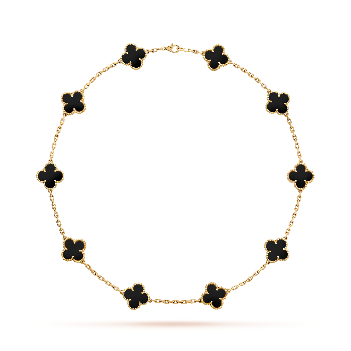 Onyx Clover Motif Necklace