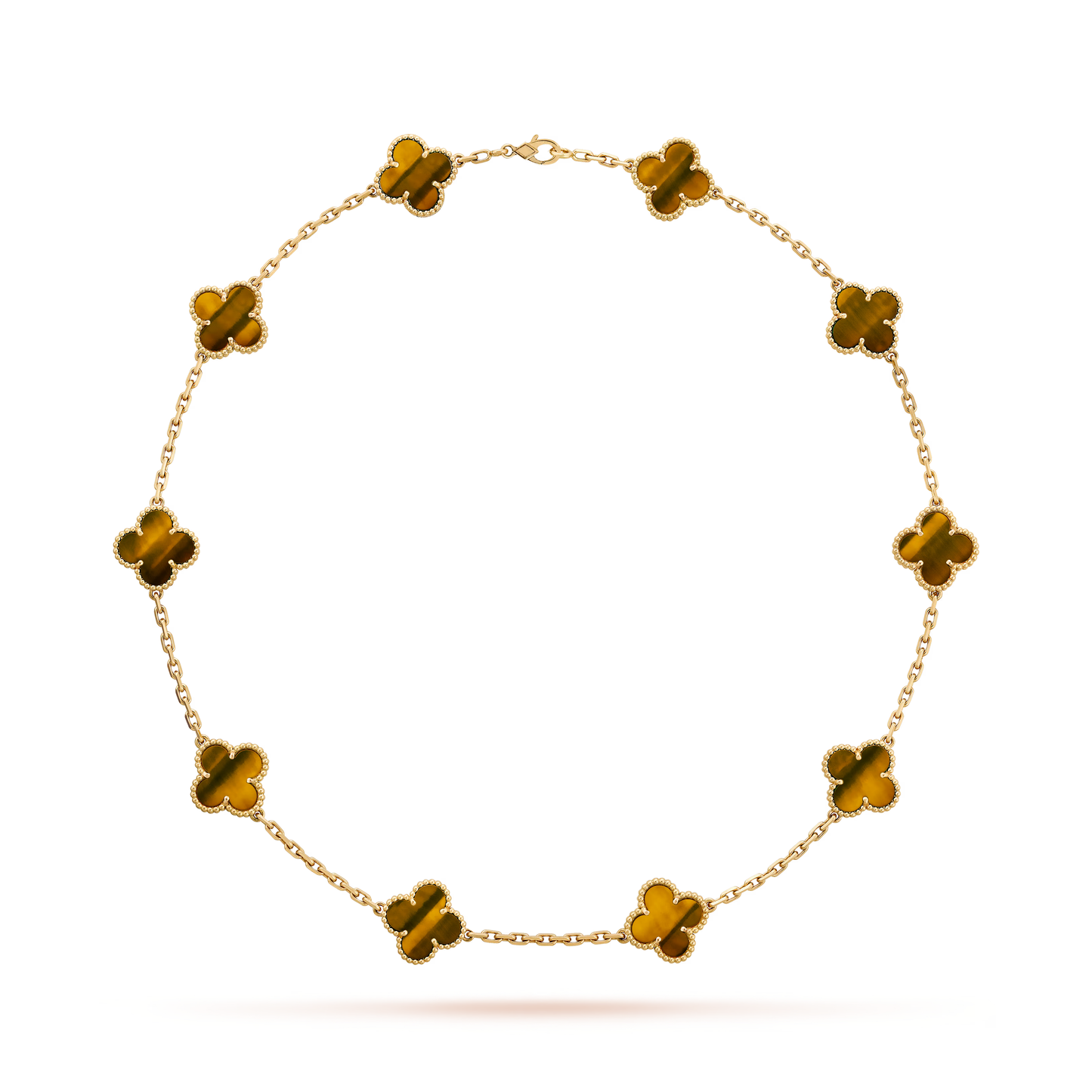 Tiger Eye Clover Motif Necklace