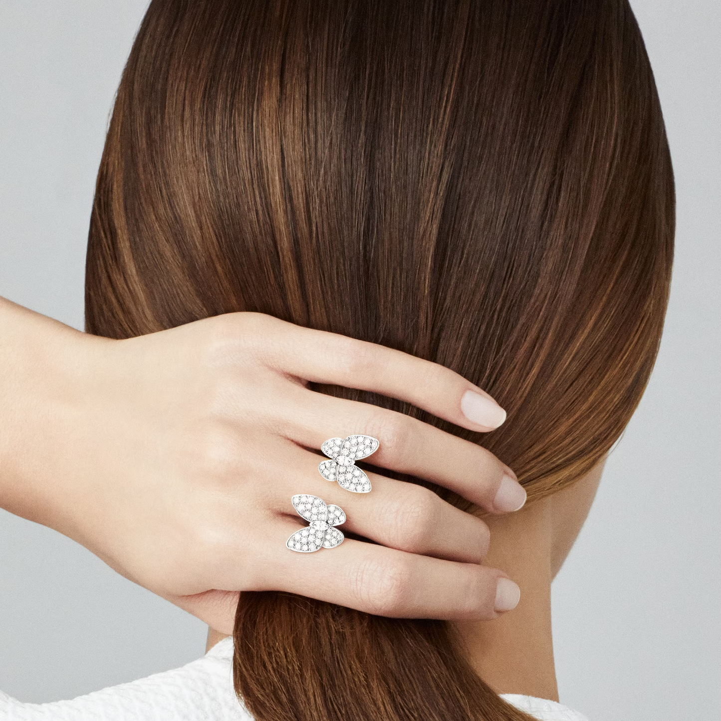 Diamanté Twin Butterfly Ring