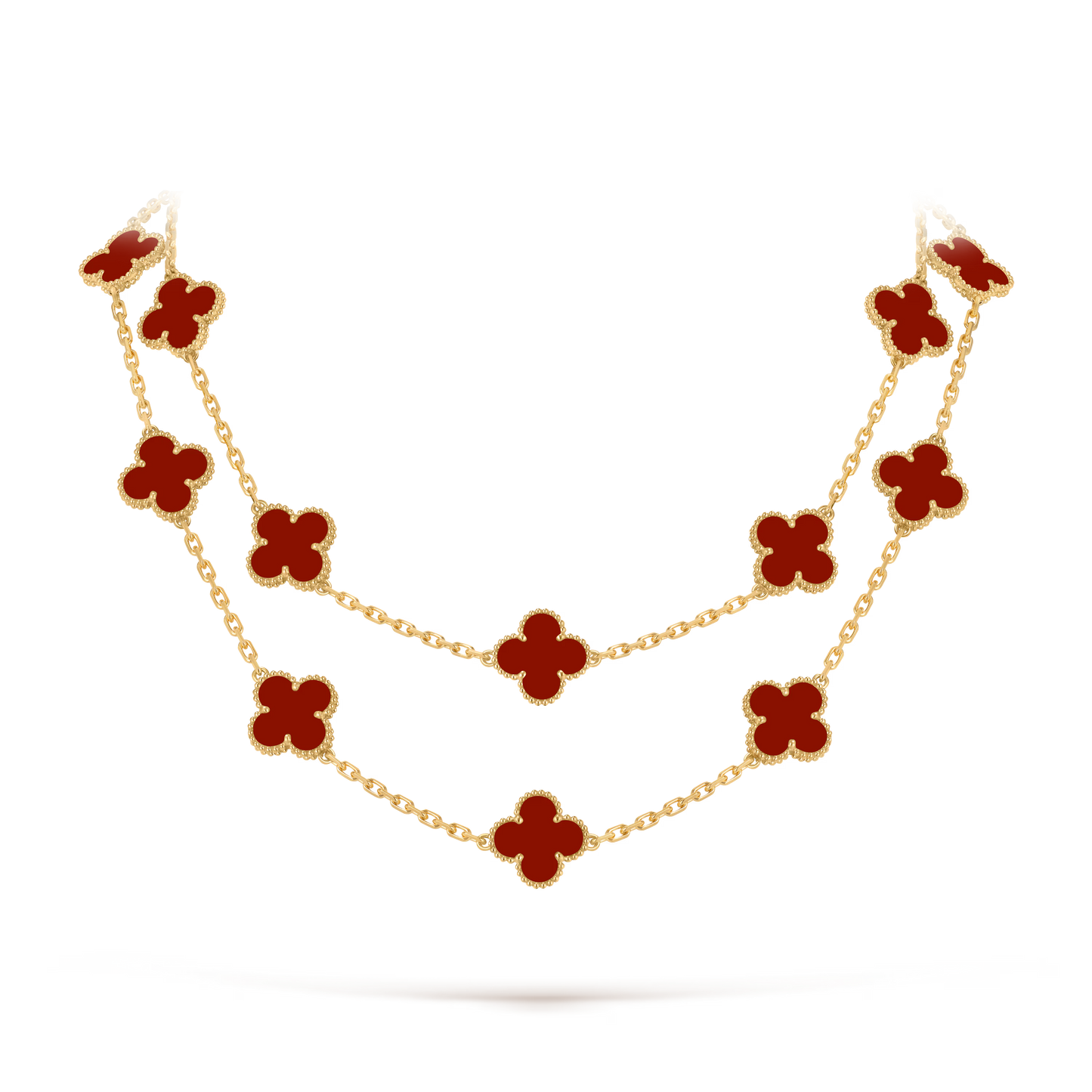 Carnelian Lucky Clover Long Necklace