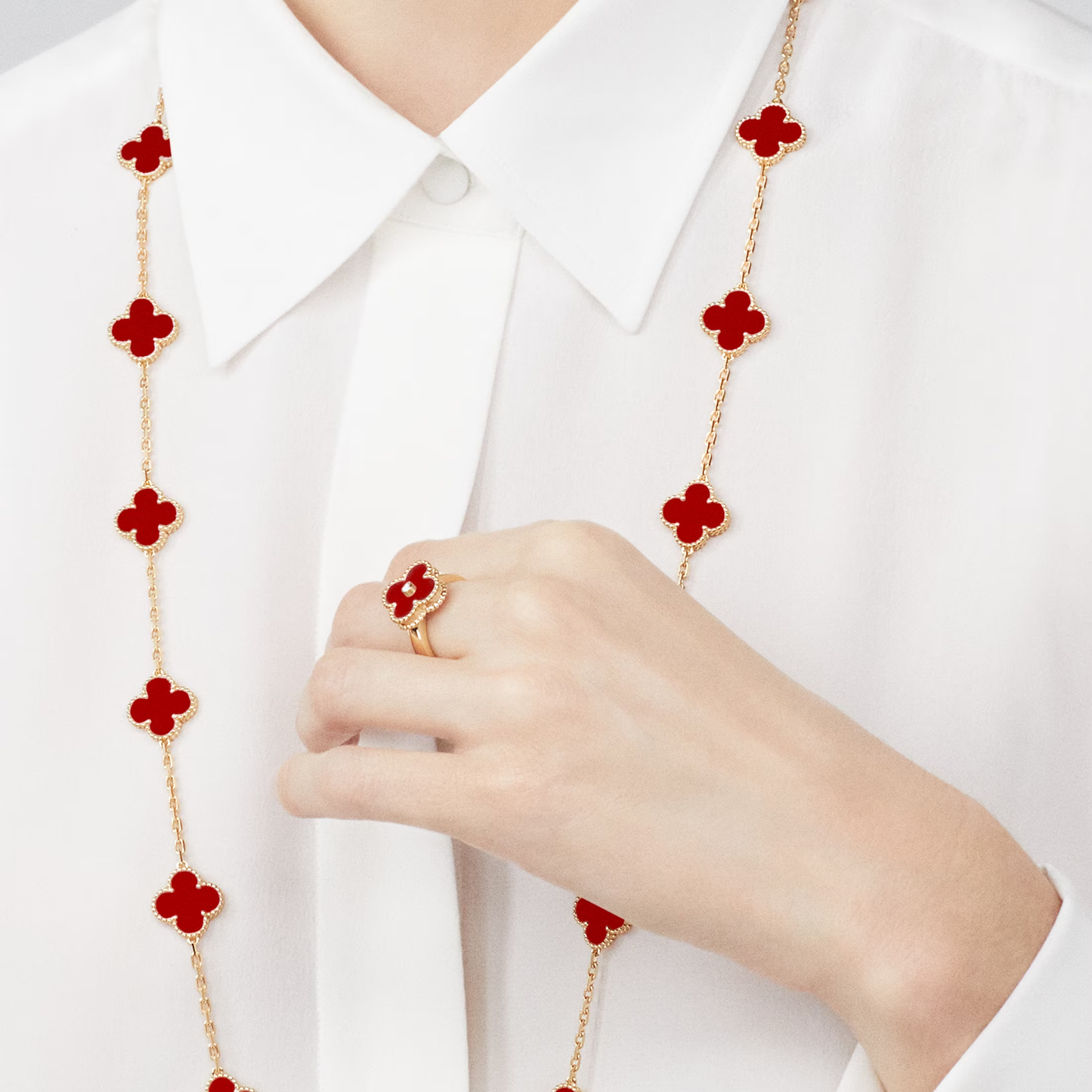 Carnelian Lucky Clover Ring