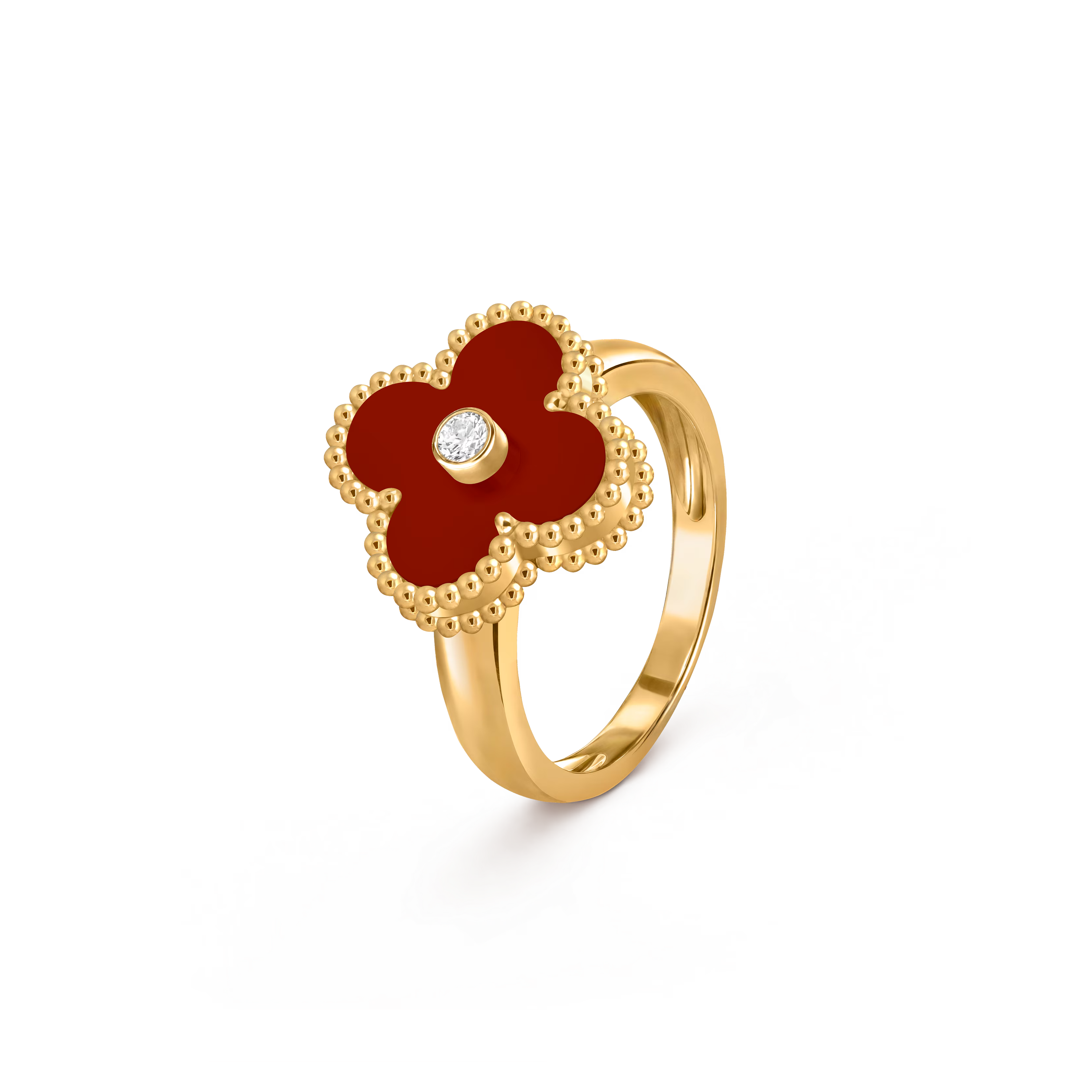 Carnelian Lucky Clover Ring – mon cherie cherie