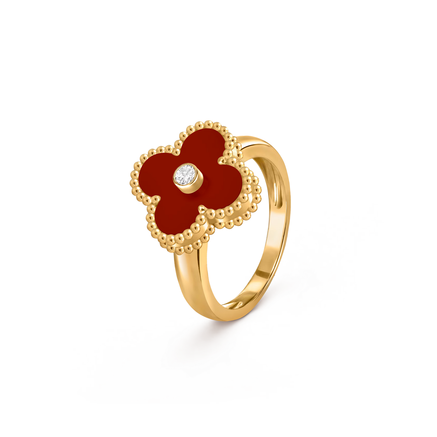 Carnelian Lucky Clover Ring