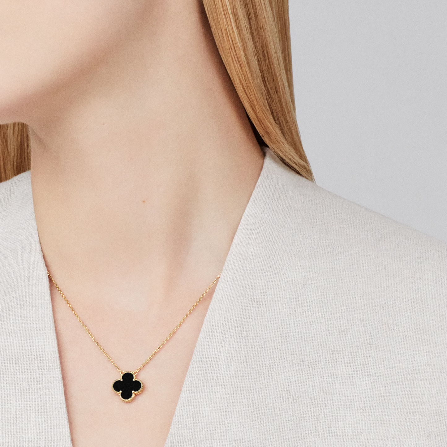 Onyx Lucky Clover Pendant