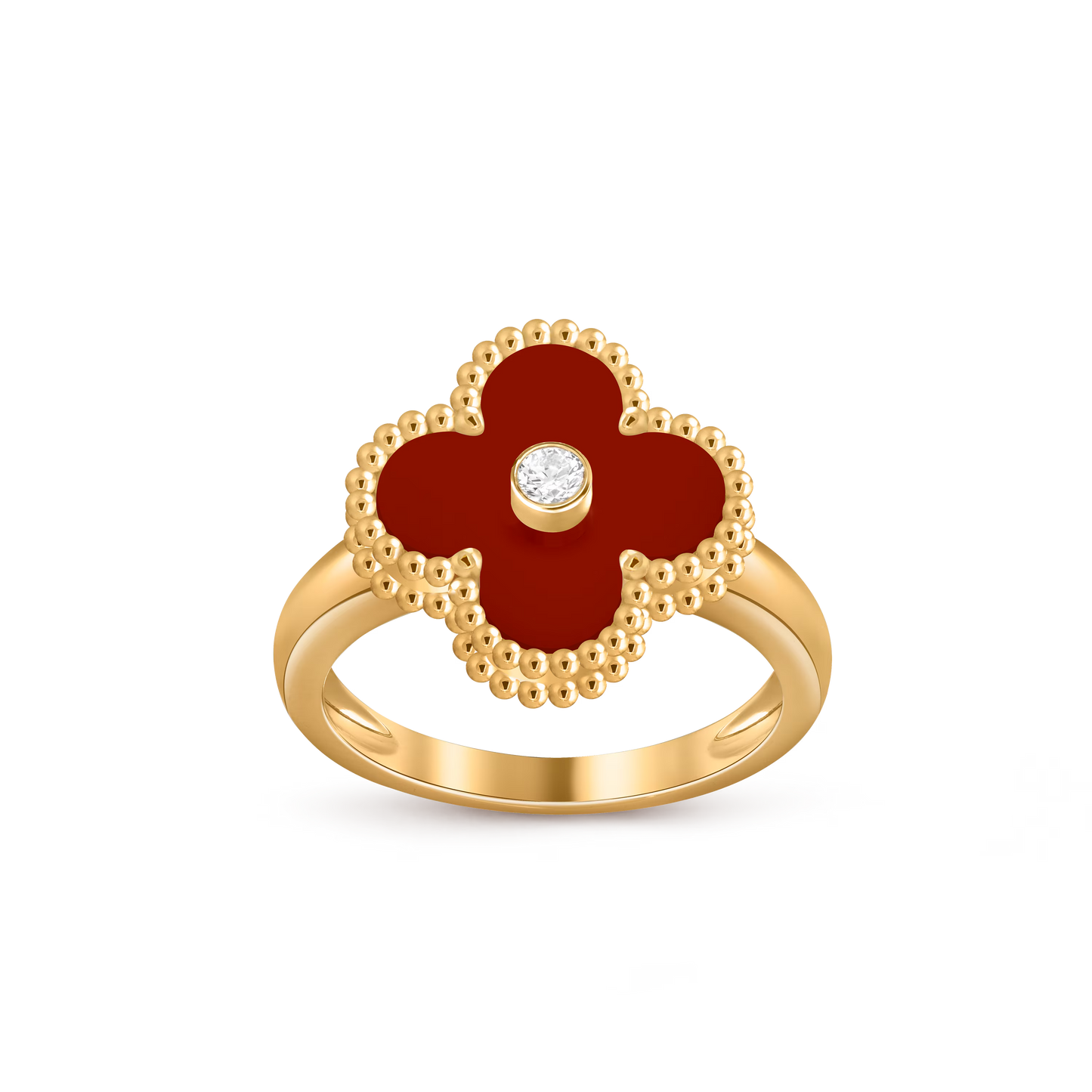 Carnelian Lucky Clover Ring