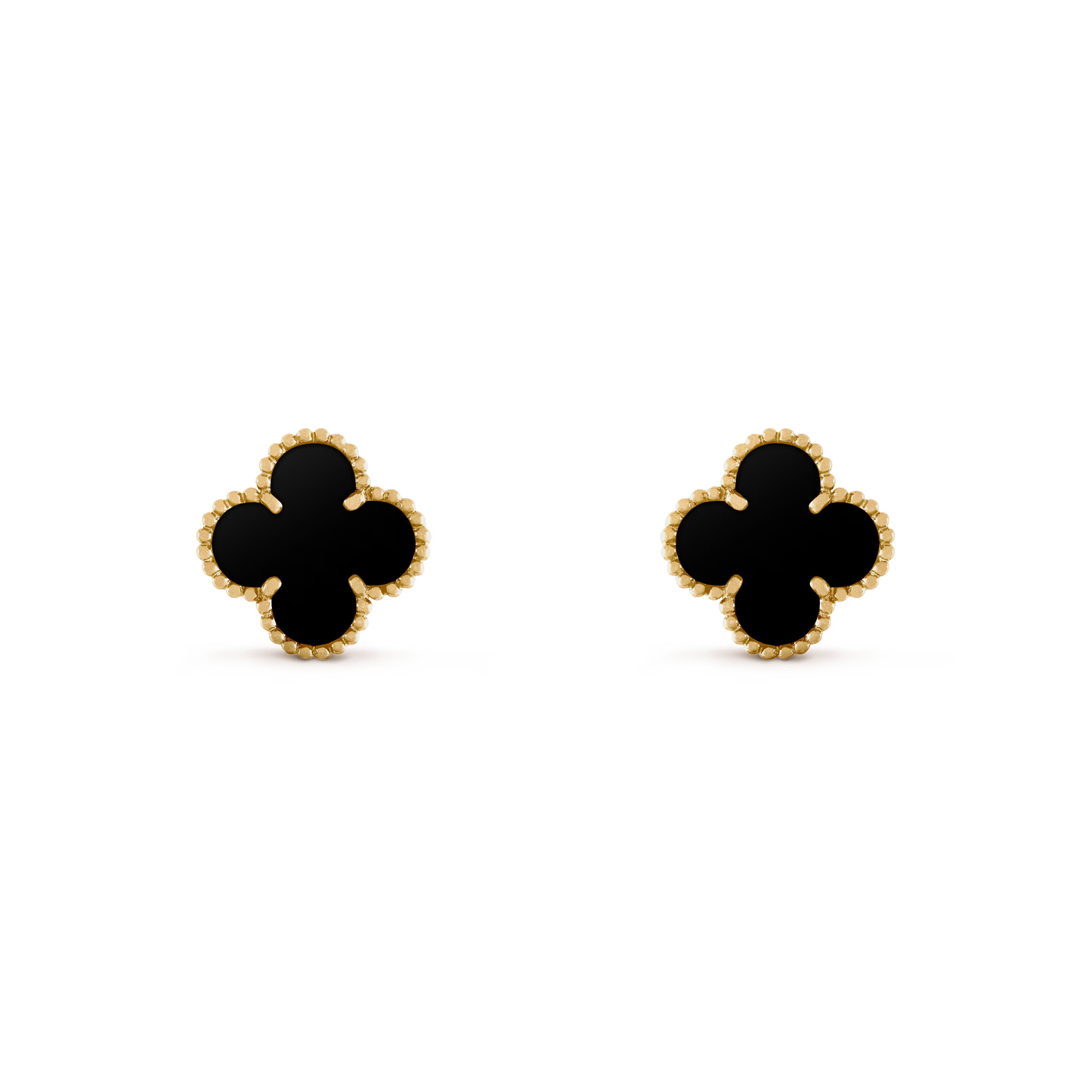 Onyx Clover Motif Earrings