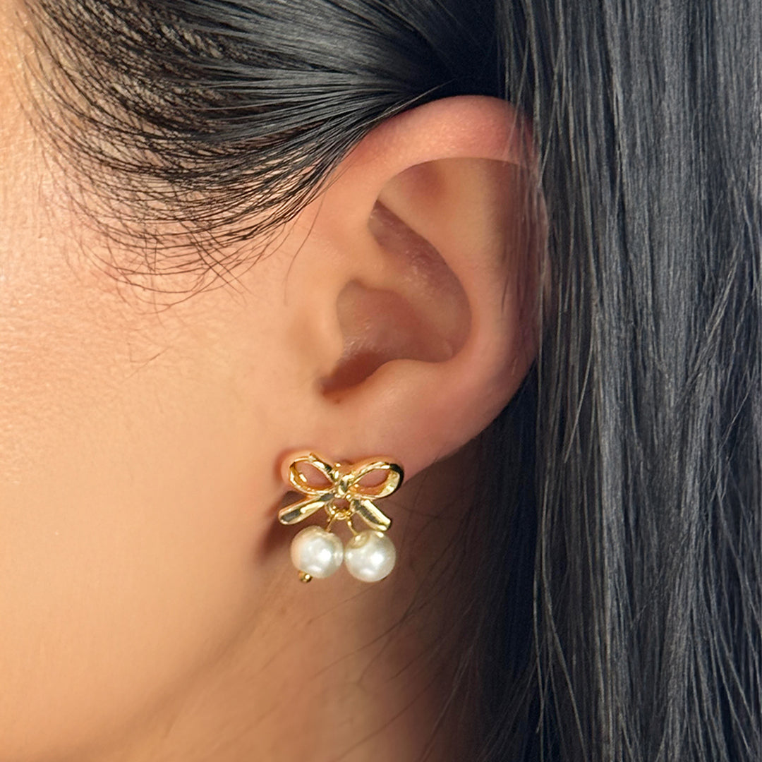 Sophia Grace Pearl Bow Earrings