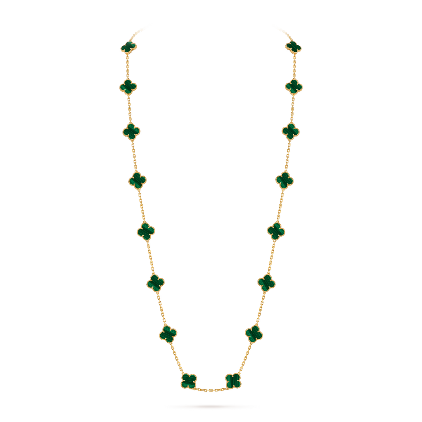 Malachite Lucky Clover Long Necklace