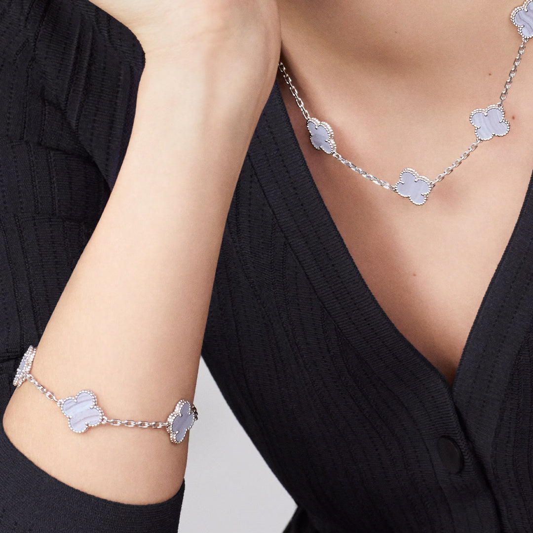 Chalcedony Clover Motif Bracelet
