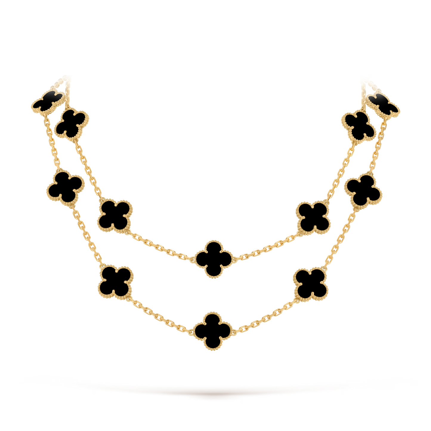 Onyx Lucky Clover Long Necklace