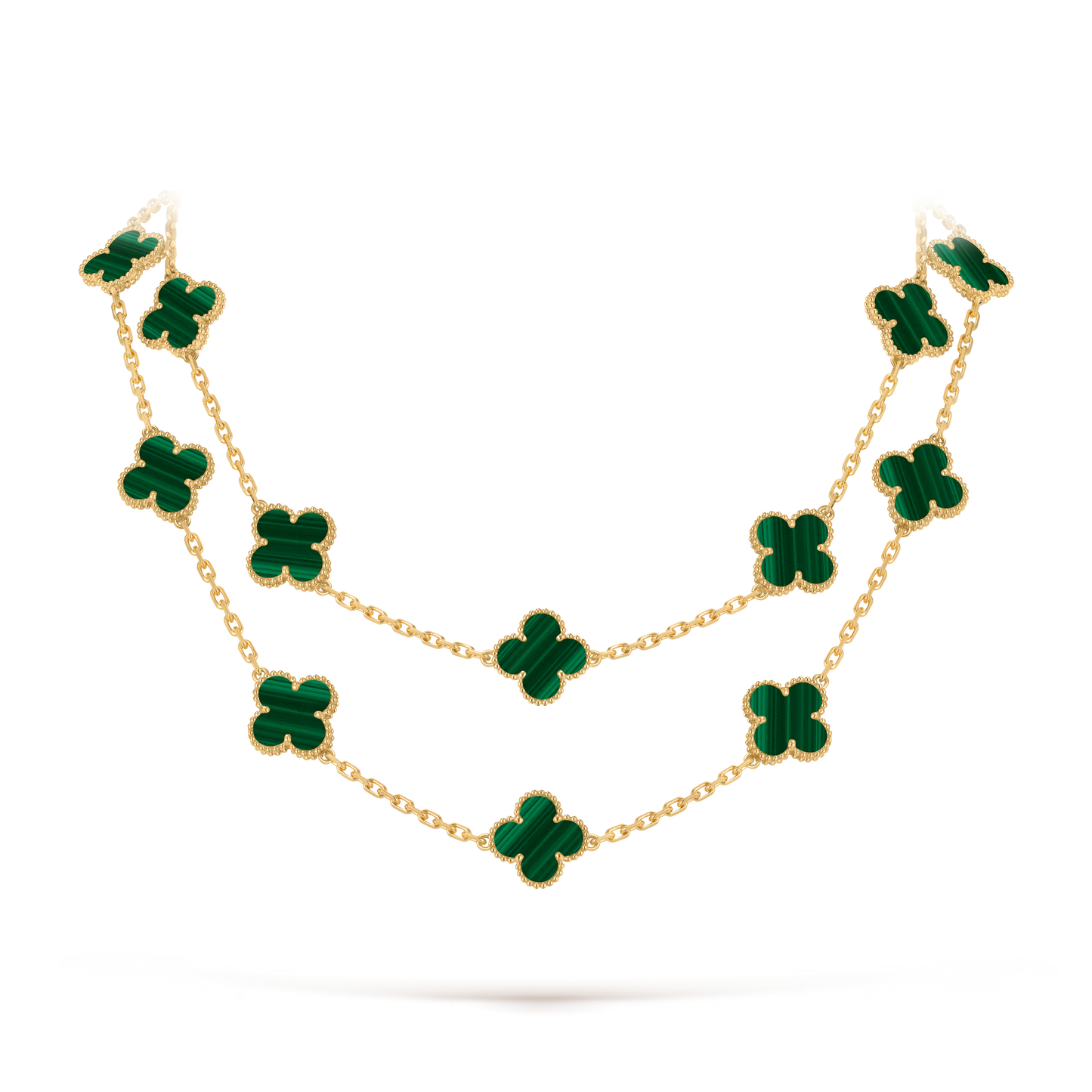 Malachite Lucky Clover Long Necklace