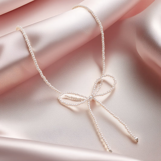 Clarabelle Pearl Bow Necklace