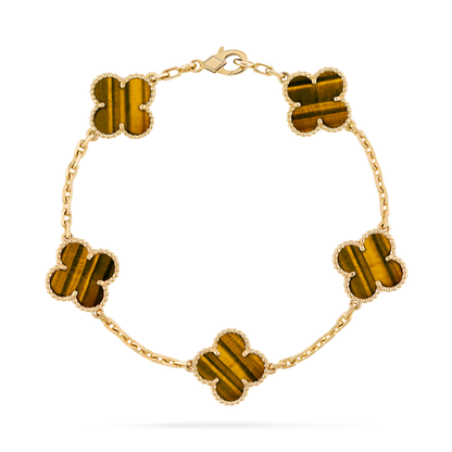 Tiger Eye Lucky Clover Bracelet