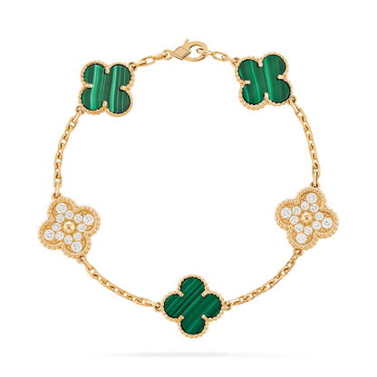 Malachite & Diamanté Clover Motif Bracelet