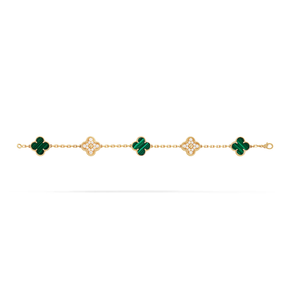 Malachite & Diamanté Clover Motif Bracelet