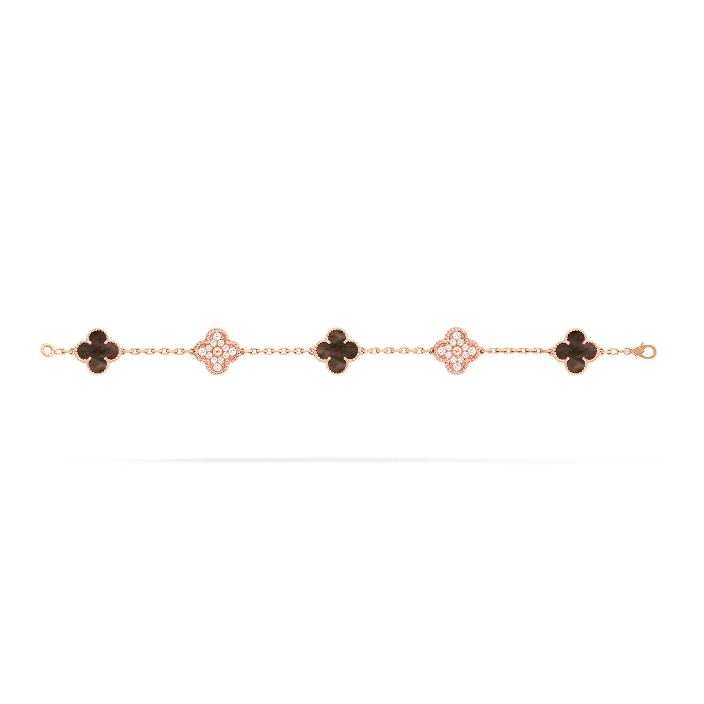 Black Mother-of-pearl & Diamanté Lucky Clover Bracelet
