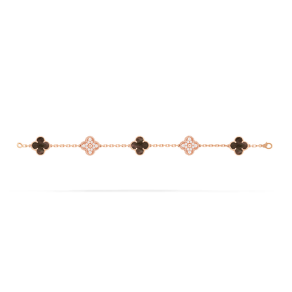 Black Mother-of-pearl & Diamanté Lucky Clover Bracelet