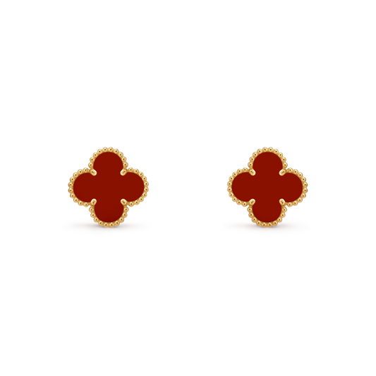 Carnelian Lucky Clover Earrings