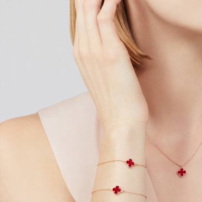 Carnelian Petite Lucky Clover Bracelet