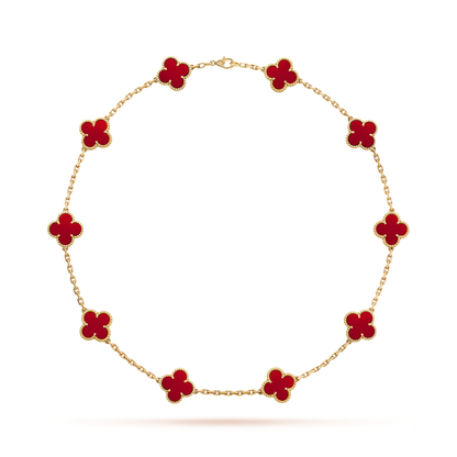 Carnelian Clover Motif Necklace