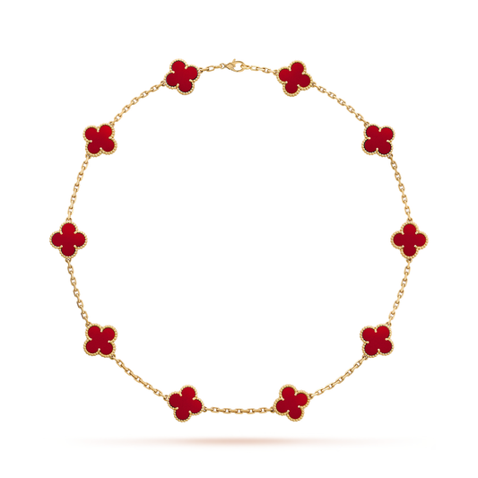 Carnelian Clover Motif Necklace