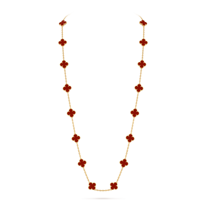 Carnelian Lucky Clover Long Necklace