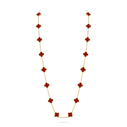 Carnelian Lucky Clover Long Necklace