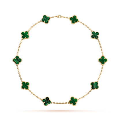 Malachite Clover Motif Necklace
