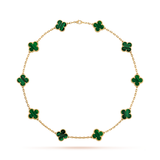 Malachite Clover Motif Necklace