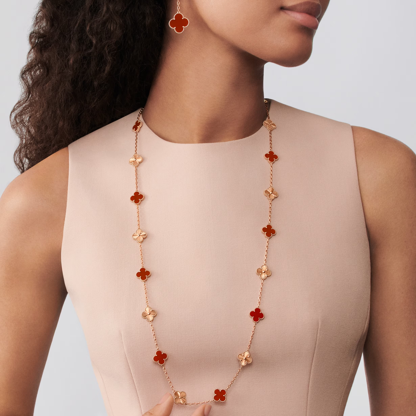 Carnelian & Lumière Lucky Clover Long Necklace