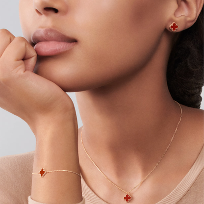 Carnelian Petite Lucky Clover earstuds