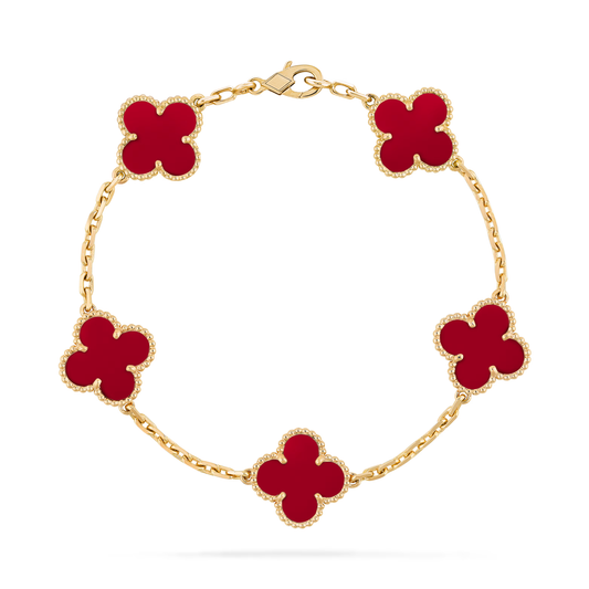 Carnelian Lucky Clover Bracelet