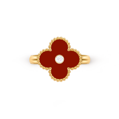 Carnelian Lucky Clover Ring