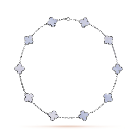 Chalcedony Clover Motif Necklace