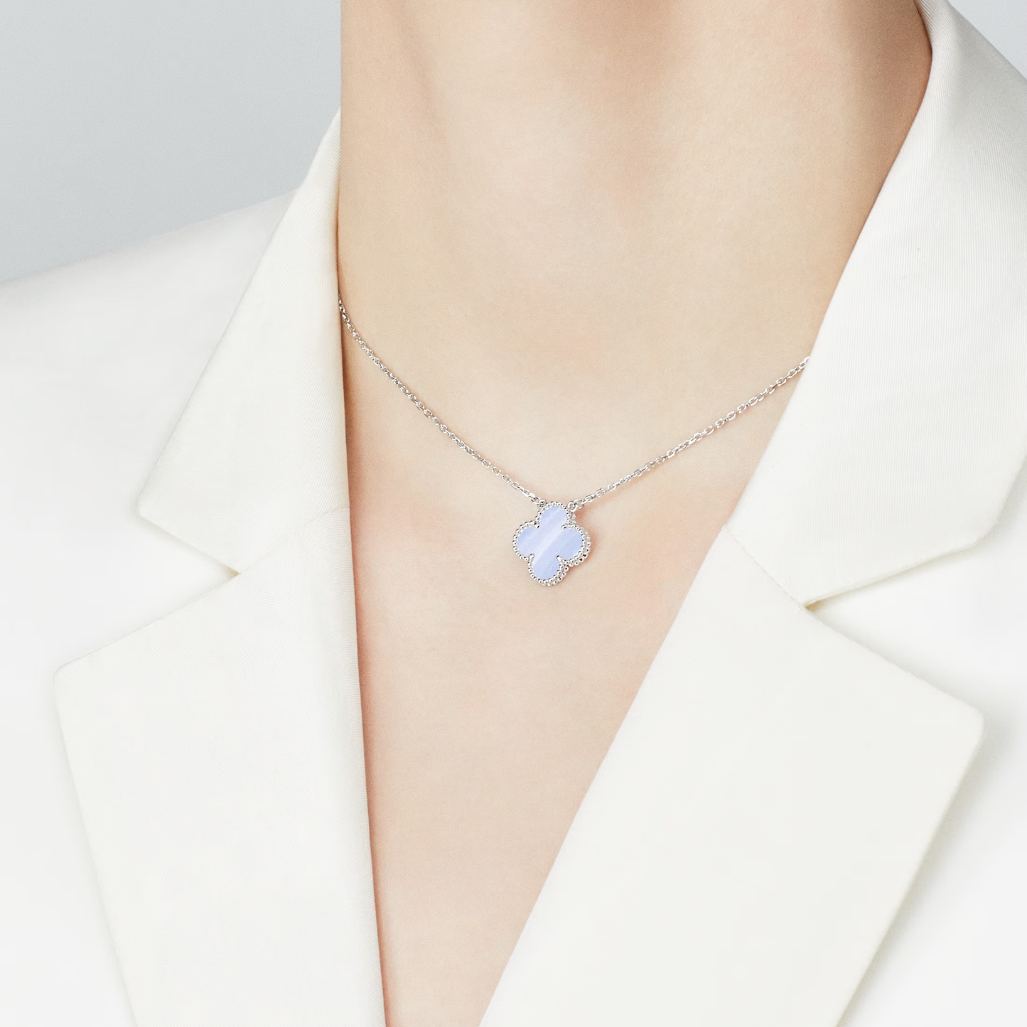 Chalcedony Clover Motif Pendant