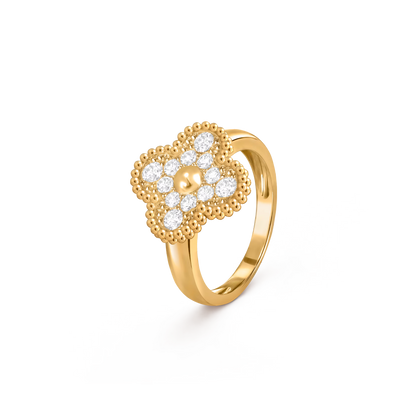 Diamanté Lucky Clover Ring