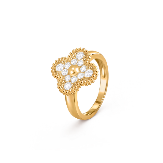 Diamanté Lucky Clover Ring