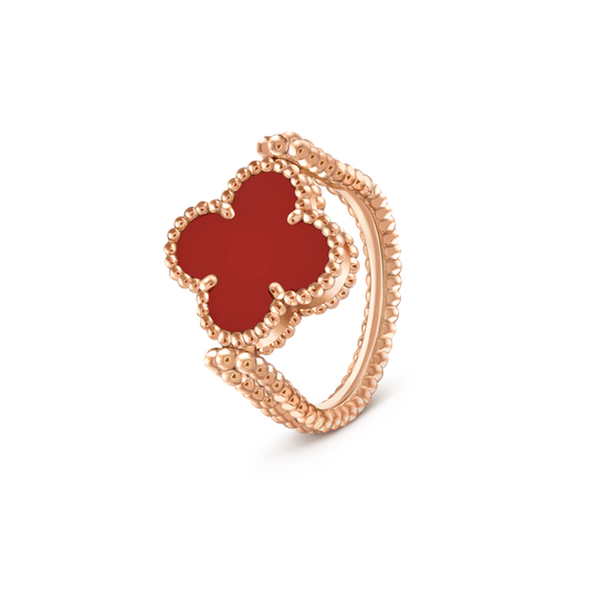 Carnelian Clover Reversible Ring