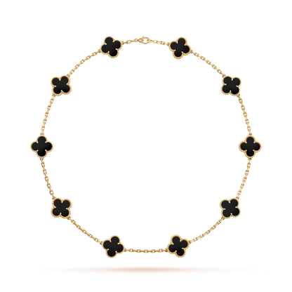 Onyx Clover Motif Necklace