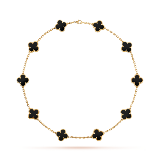 Onyx Clover Motif Necklace