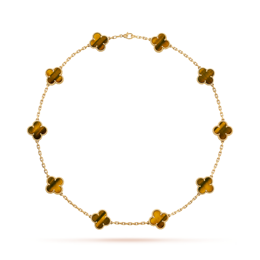 Tiger Eye Clover Motif Necklace