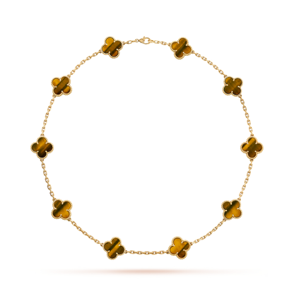 Tiger Eye Lucky Clover Necklace