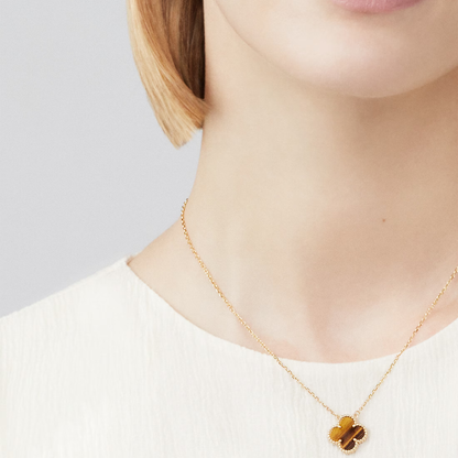 Tiger Eye Lucky Clover Pendant